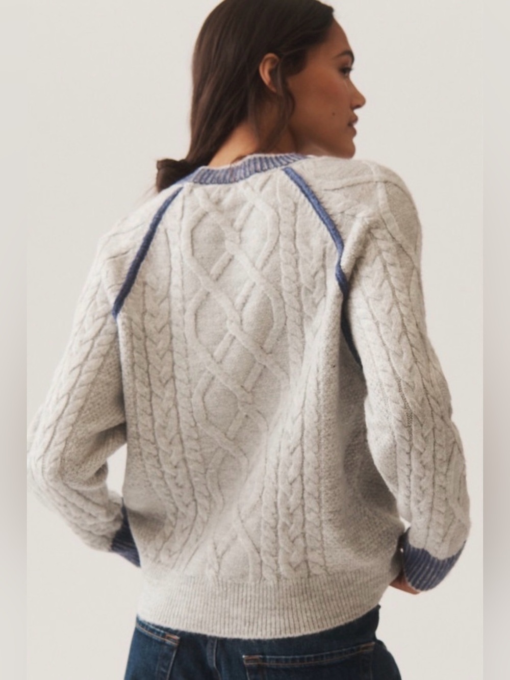 Anthropologie Pilcro Cable-Knit Embroidered Cozy Home Sweater - Picture 2 of 10